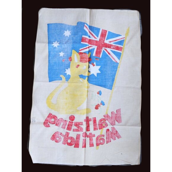 Vintage Tea Towel Souvenir Australia Waltzing Matilda Kangaroo - Picture 4 of 4